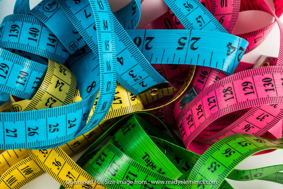 A colorful tape measure isolated on white
