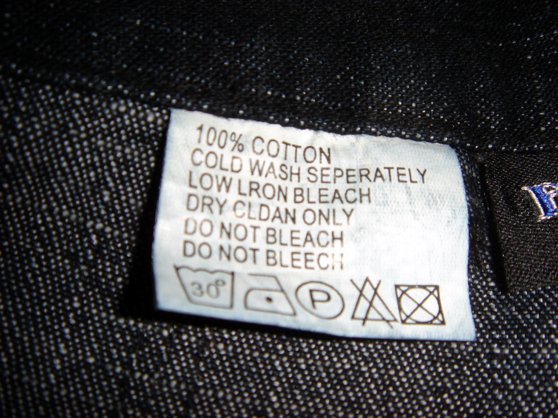 A clothing care label